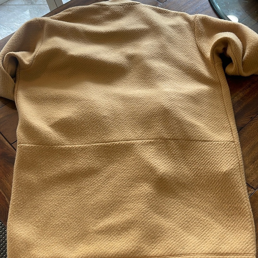 Express Yellow Mustard Open Cardigann duster size pea coat small petite SP - Picture 9 of 11